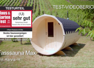 Test Aufbau 2-Raum-Fass-Sauna Max