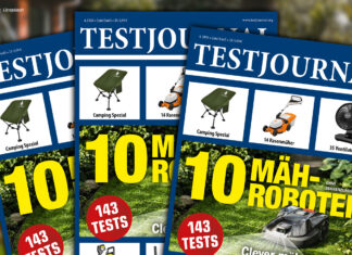 TESTJOURNAL 4/2026: Mähroboter ohne Begrenzungskabel und Ventilatoren im Test TESTJOURNAL_4-2026